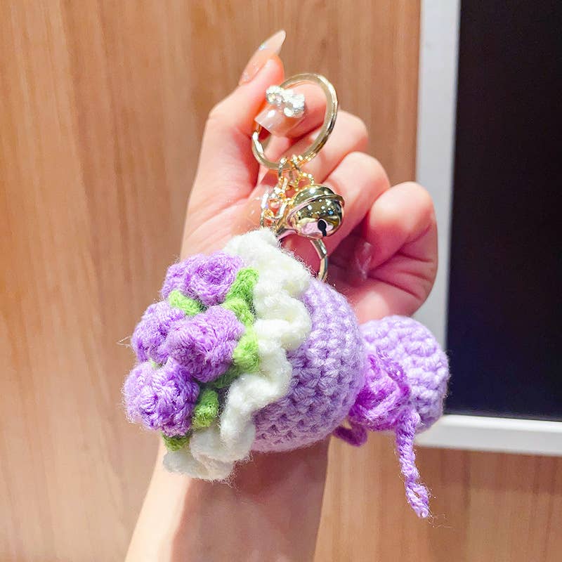 MKS America - Wholesale Keychain - Women's - Crochet Bouquet Rose Sunflower Keychain4