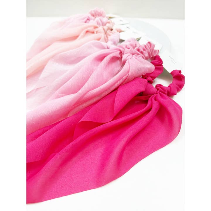 MIX COLOR Variety Pink Shade Fabric Long Tail Hair Scrunchie for wholesale on Faire