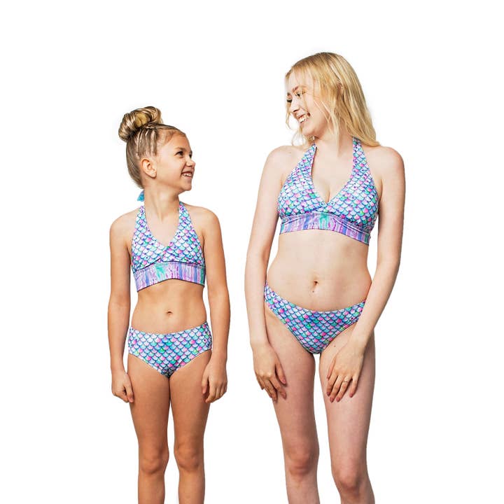 Sun Tail Mermaid - Wholesale Two Piece Swimsuit - Women's - Aurora Borealis Mermaid Swimsuit for kids, toddlers, girls, teens, and women