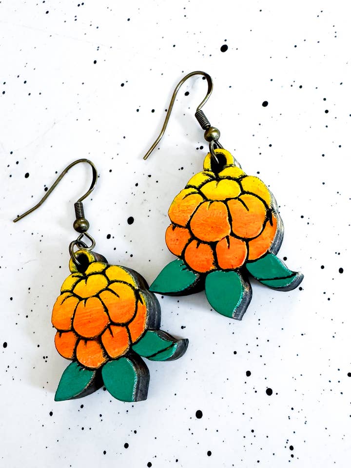 Cloudberry houten oorbellen, bessen, cadeau voor haar voor wholesale door Ak Daisy Chain