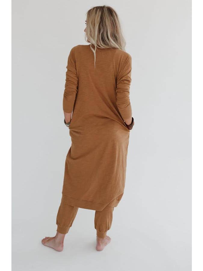 Ash Set to Go Textured Jumpsuit And Cardigan Set - Camel for wholesale on Faire