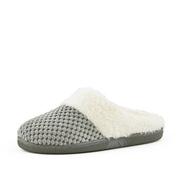 Cozy Grey Women's Faux Fur Lined Clog Slippers for wholesale by Nest Shoe