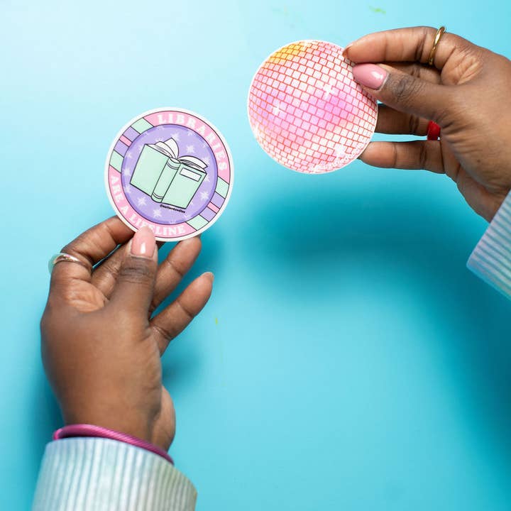 NatterDoodle – wholesale Sticker – Libraries Are a Lifeline Vinyl Sticker – Book Lover Reading4