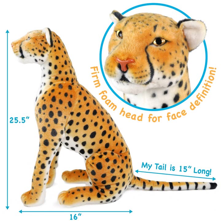 VIAHART Toy Co. - Wholesale Stuffed/Plush Toy - Kids & Baby - Cecil The Cheetah | 26 Inch Stuffed Animal Plush
