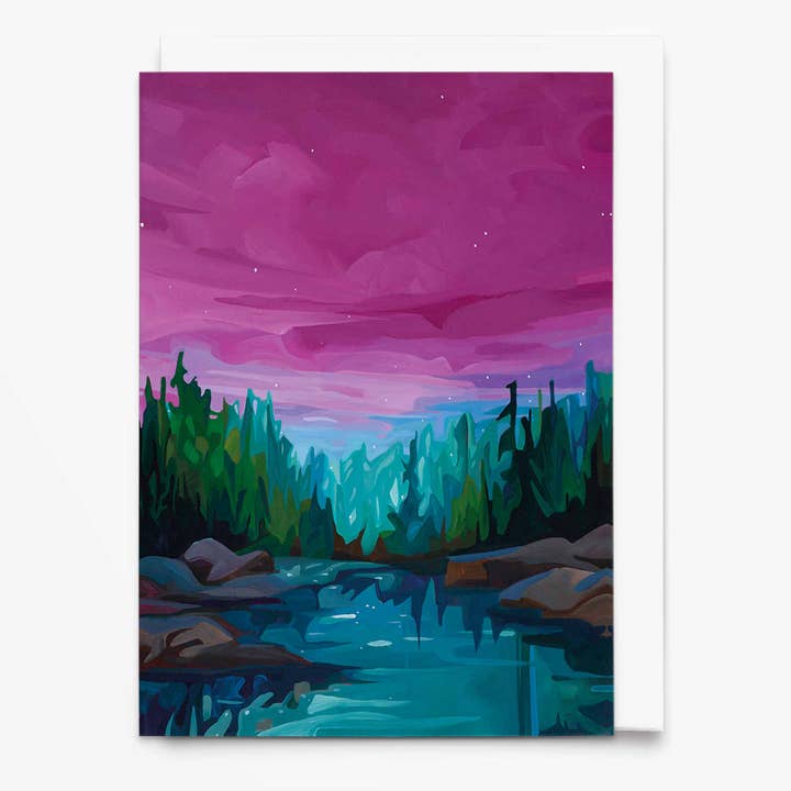 Susannah Bleasby Art - Wholesale Everyday Greeting Card - Magenta Midnight | Magenta Art Card | Blank Greeting Card