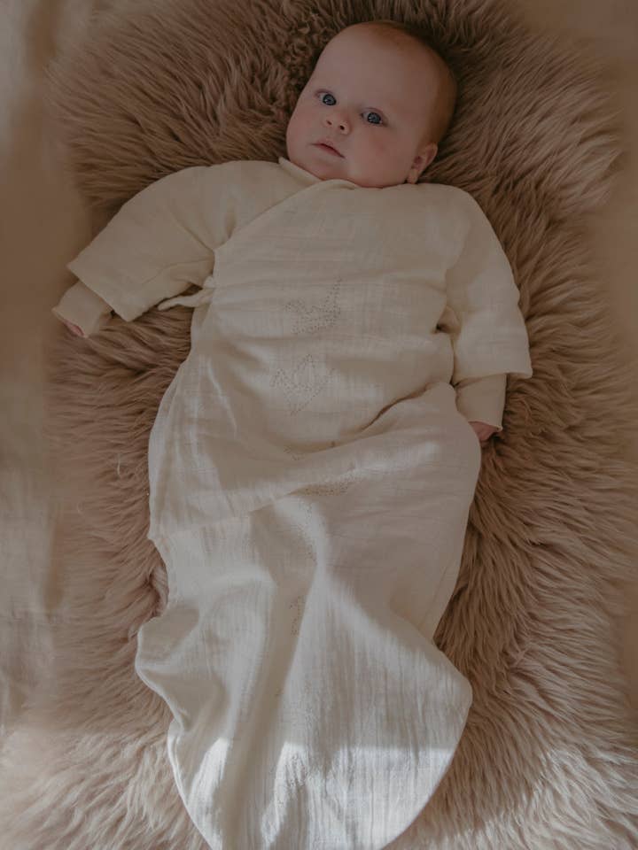 Organic cotton muslin baby nightgown for wholesale by Gooseberry fool