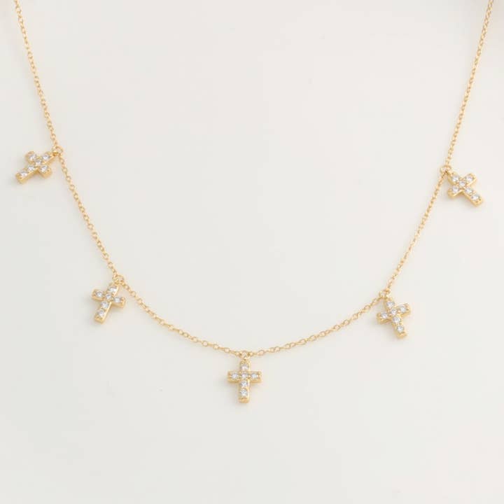 Collana con cristalli mini croci per la vendita all'ingrosso da parte di Herzschmuck.ch