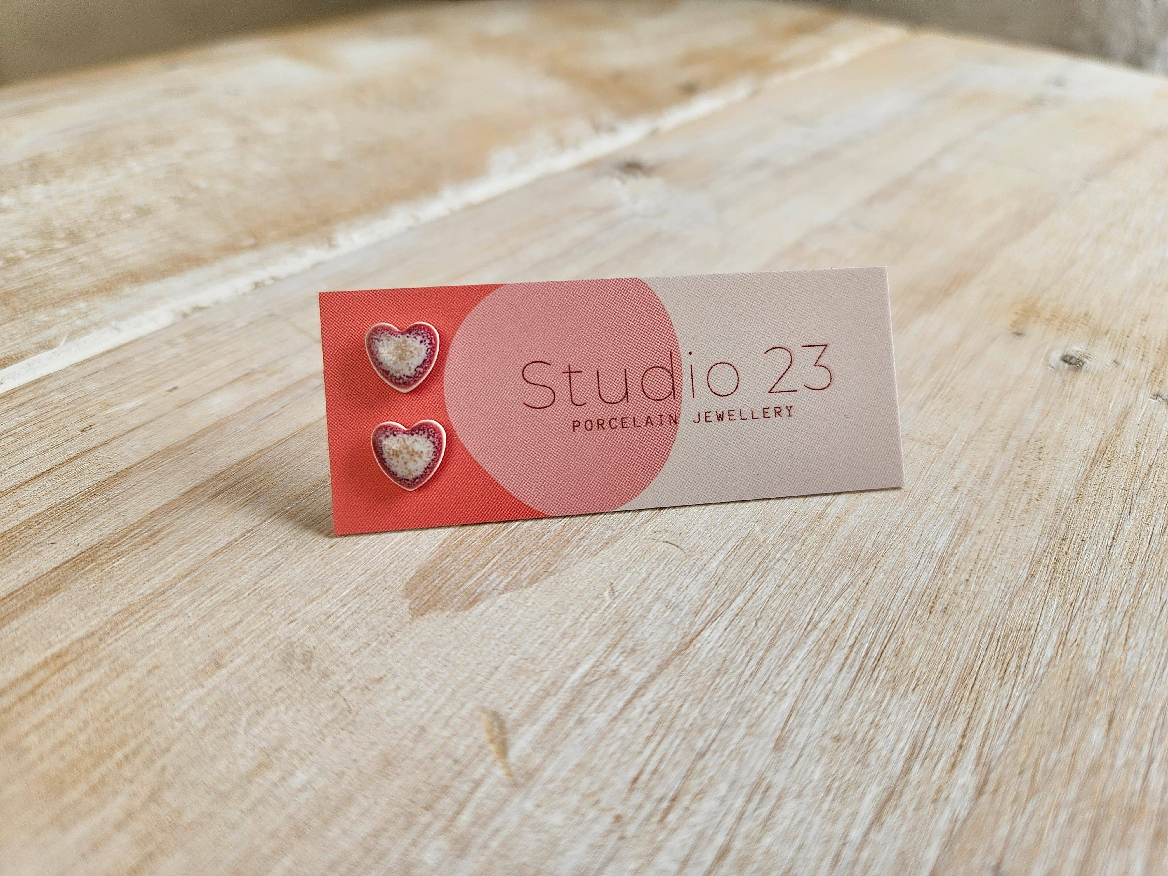 Studio 23 Ceramics – wholesale Stud/post earrings – Stud Heart Earring Pair9