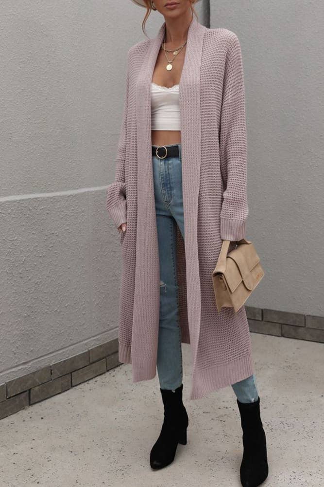 UNISHE - Wholesale Cardigan - Women's - Plain Long Length Open Sweater Cardigans MY02113