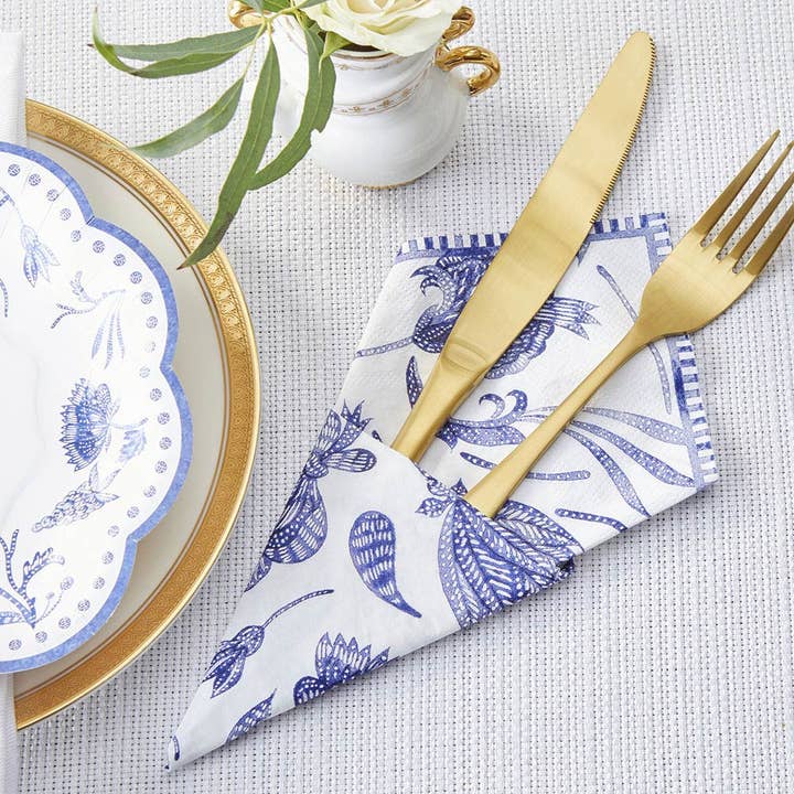 Kate Aspen - Wholesale Disposable Napkin - Blue Willow 2 Ply Paper Napkins (Set of 30)