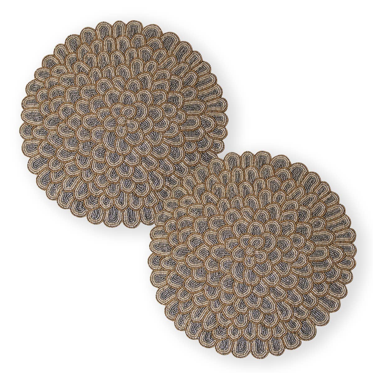 Gold Beaded Placemats for Dining Table Set of 2 Brennon for wholesale on Faire6