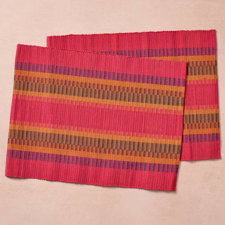 Ten Thousand Villages - Wholesale Placemat - Khana Handloomed Cotton Placemat Set of 2 - Rouge1