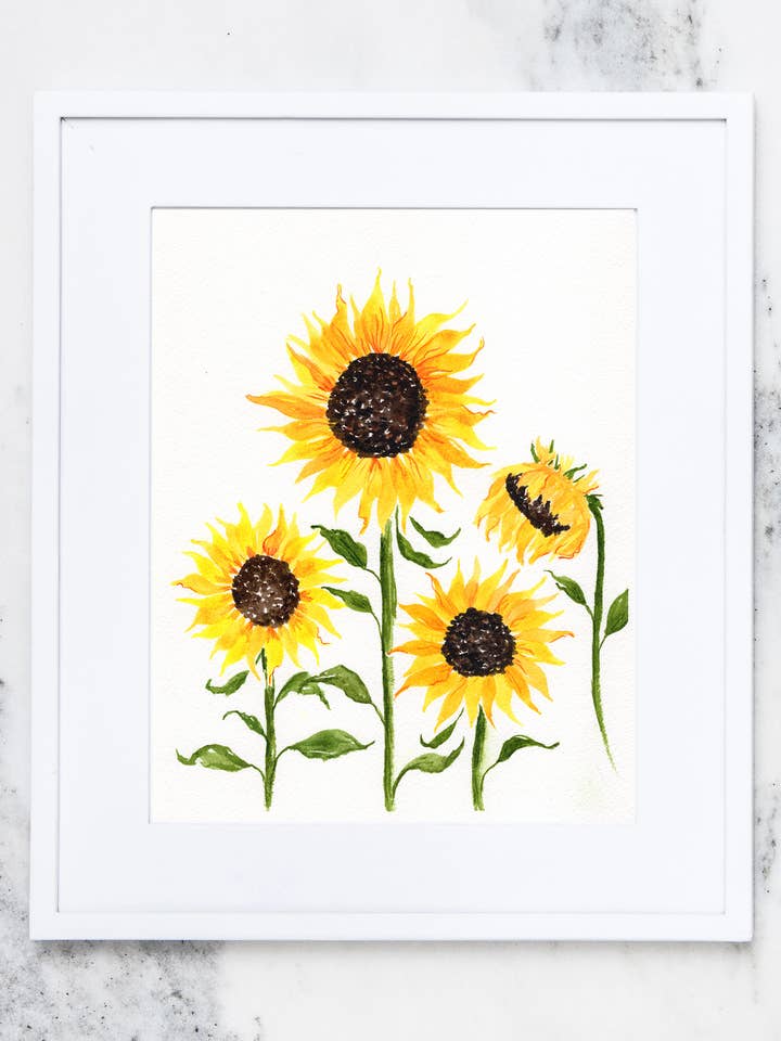 Watercolor Sunflower Fine Art Print for wholesale by Crissie Vitale Creative
