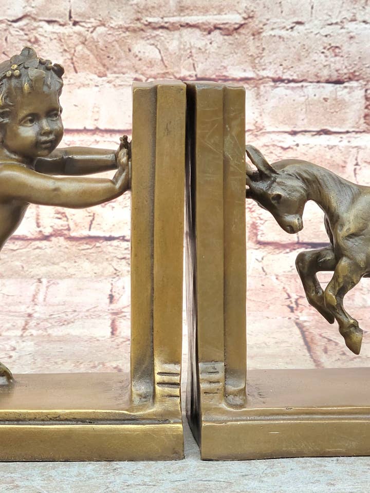 Bronze Bookends – Satyr and Goat Figurine Pair Mythological Sculpture for wholesale by Bronzhaus
