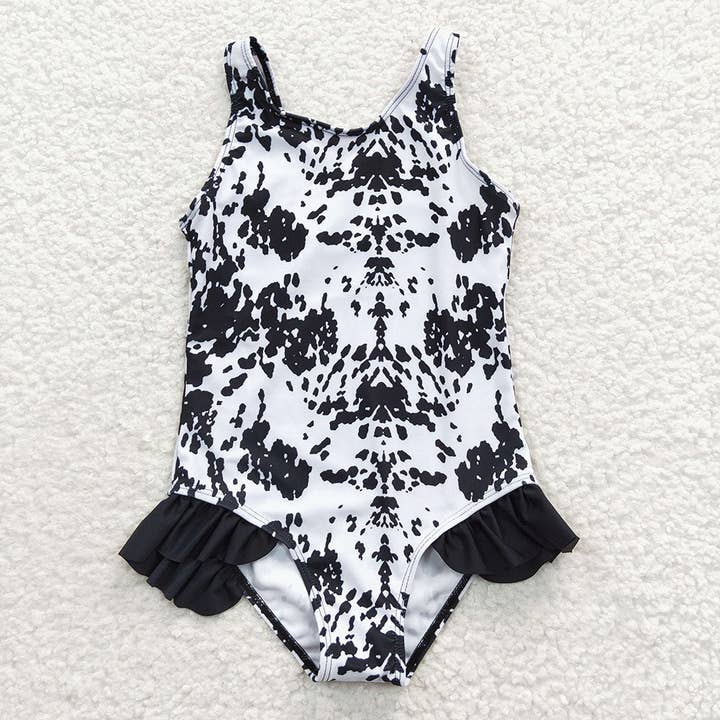 Aier Wholesale - Wholesale One Piece Swimsuit - Kids - Baby Girls Summer Cow Print One Piece Swimsuits