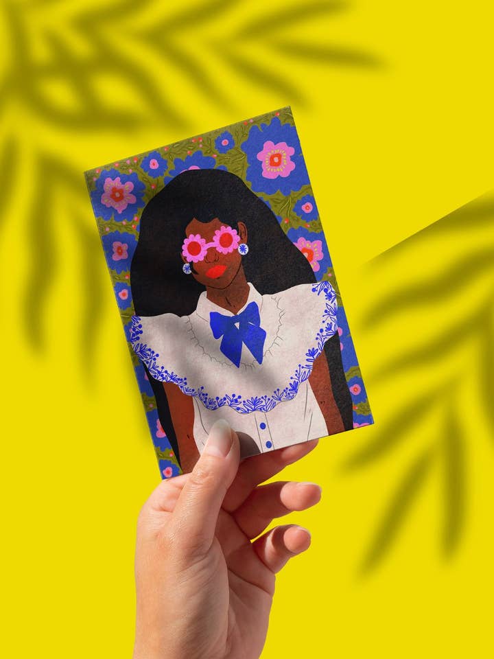 Floral Illustration Wall Art Mini Print-Groovy Sunglasses for wholesale by Vivian Sofia Designs