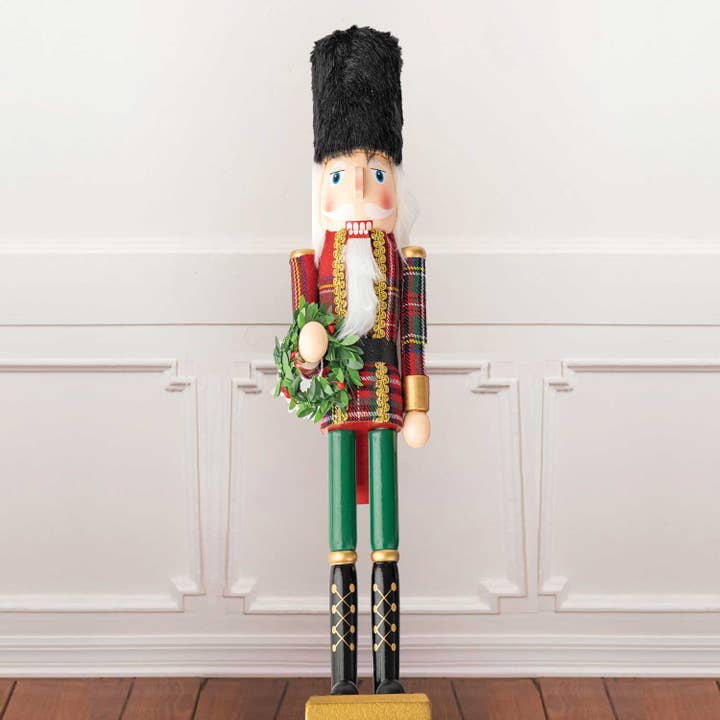 Plaid 4ft Nutcracker for wholesale by 8 Oak Lane