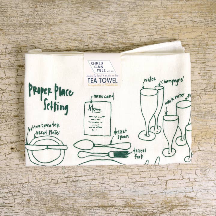 Girls Can Tell - Wholesale Tea Towel - Place Setting Tea Towel | kitchen | flour sack | dish towels