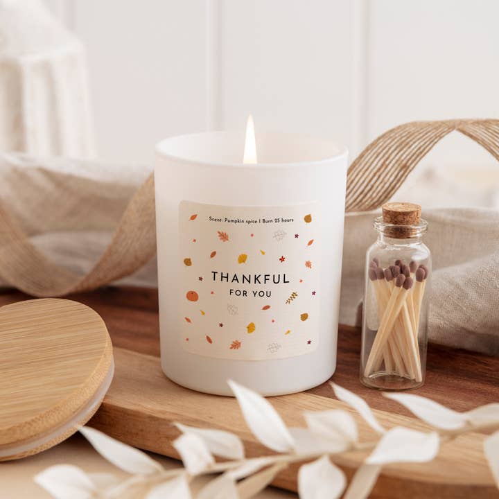 Happy Inky - Vendita all'ingrosso Candela in vasetto - Thanful for you, candela profumata per la festa del Ringraziamento, decorazione autunnale2