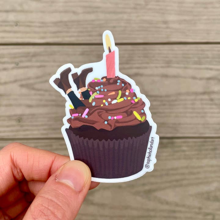 Birthday Cupcake Sticker for wholesale by Sophie Holland Art