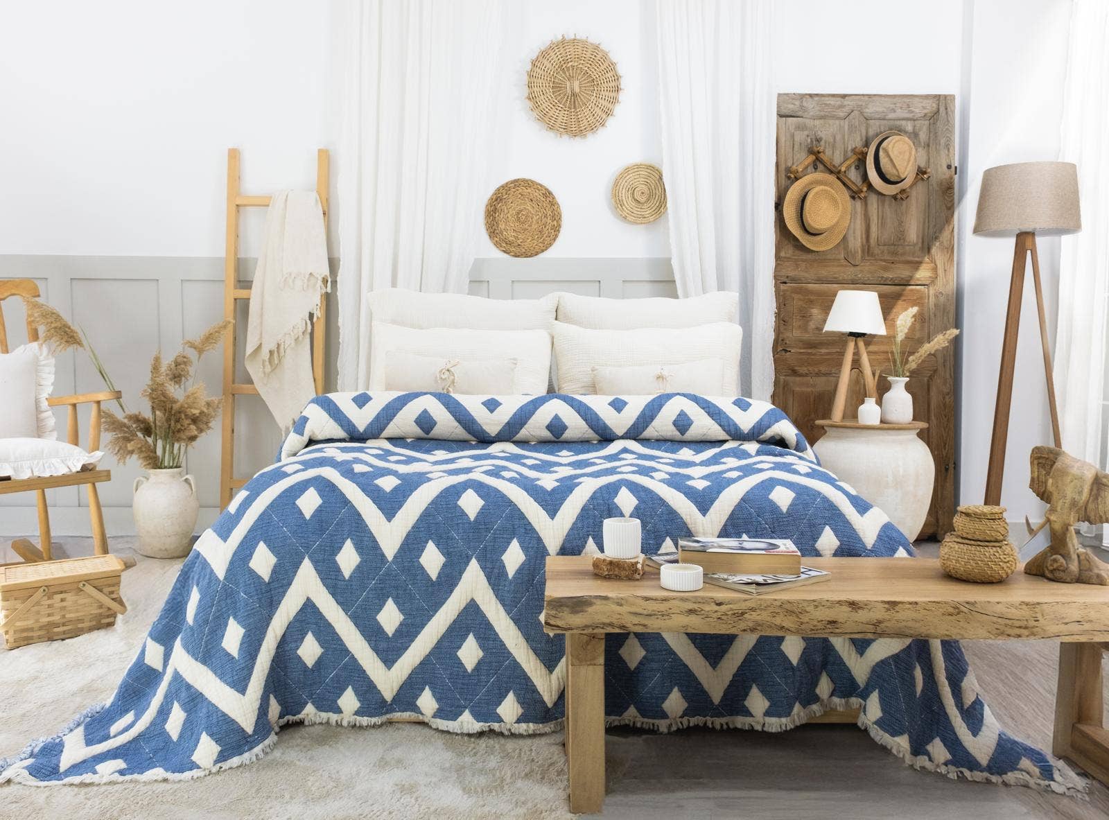 Design company-Fatma Balkir - Wholesale Quilt - Beige King Size Muslin Quilt with 6 layers bedspread-boho7