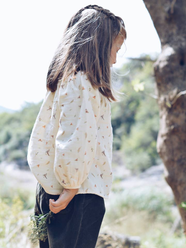 Eli & Nev - Wholesale T-Shirt - Kids - Baby / Girl Bird & Flower Pattern Muslin Blouse 100% Cotton