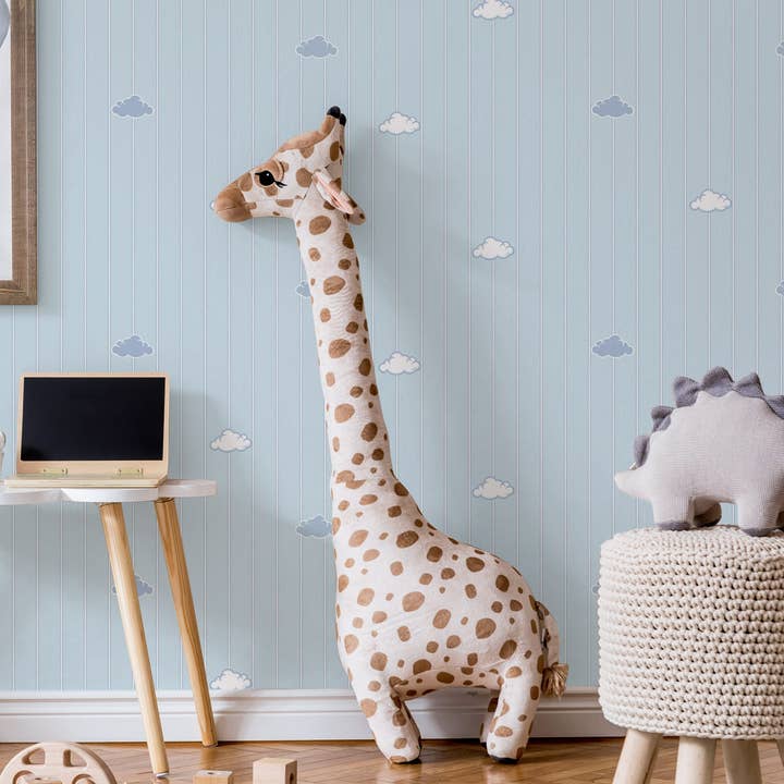 Walloro Luxury Embossed Wallpaper - Vente Papier peint - Papier peint texturé Cloud Sky Kids Room, bleu clair, papier peint pour chambre de garçons-filles, papier peint pour chambre d'enfant, 114 pieds carrés, salle de bain pour enfants, lavable0
