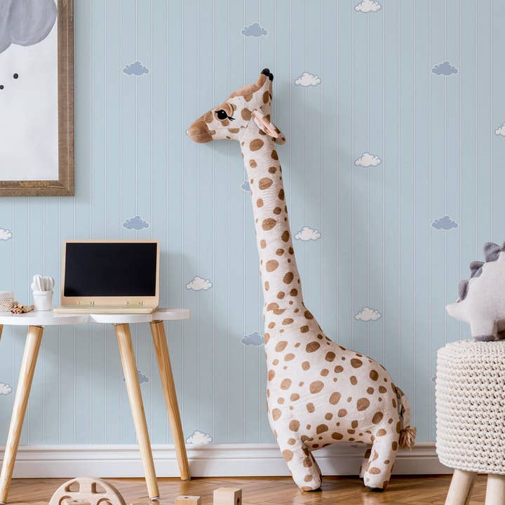 Walloro Luxury Embossed Wallpaper – wholesale Tapetrulle – Cloud Sky Kids Room texturerad tapet, blå, ljus, pojkflickor sovrumstapet, barnkammarbakgrund, 114 kvadratmeter, barnbadrum, tvättbar