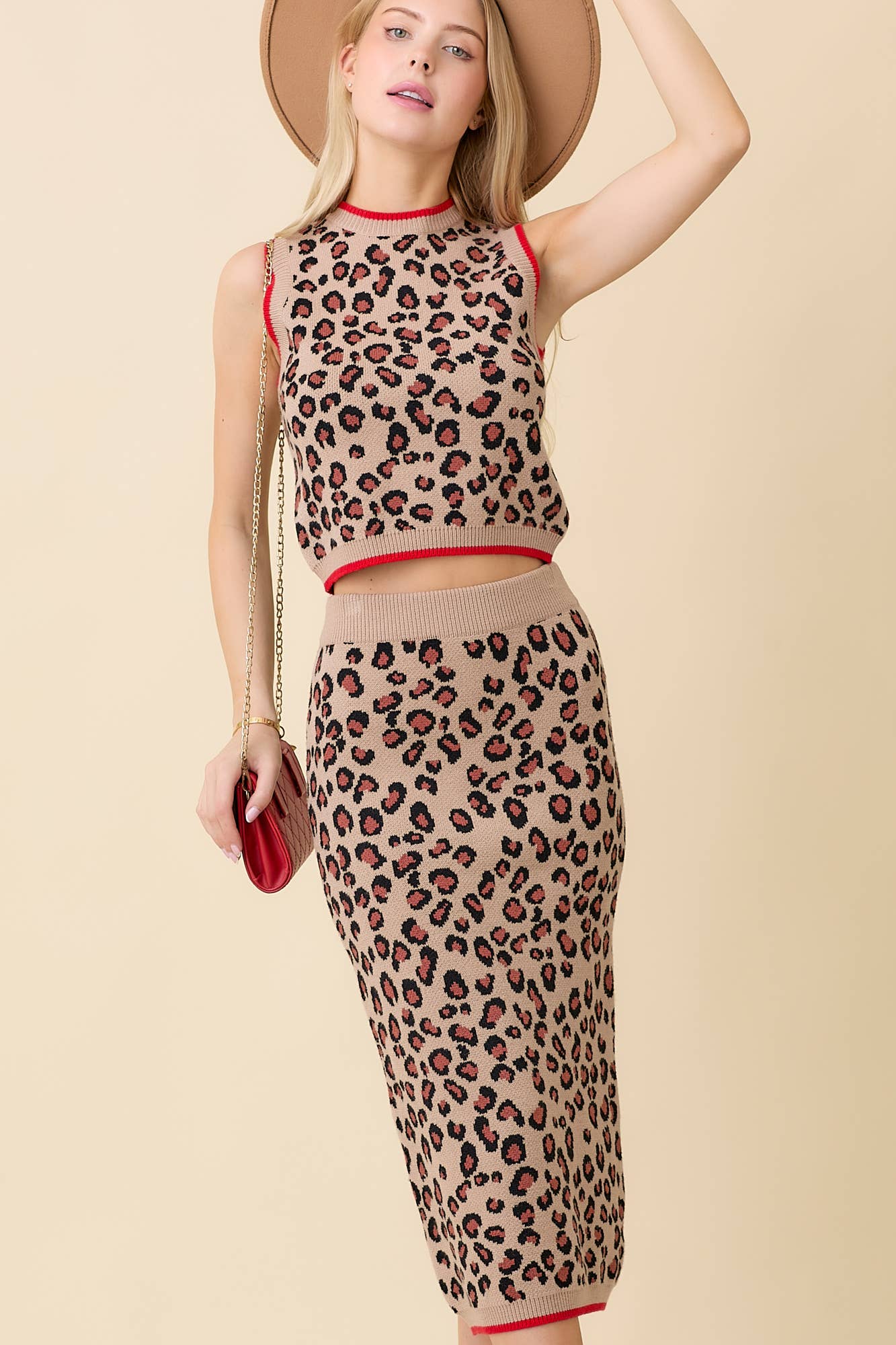 LEOPARD Leopard sweater strikket midi nederdel for engroshandel på Faire5