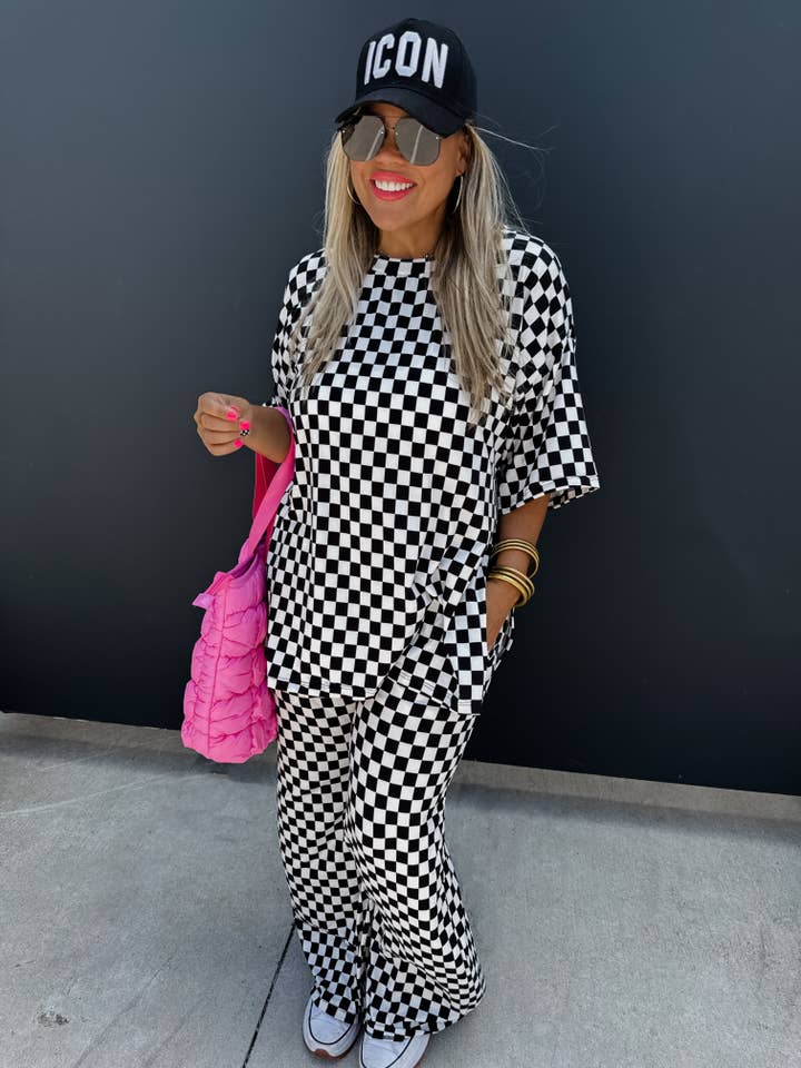 BLAKELEY - Wholesale Pants - Women's - BOLD BLOCK CHECKER PANTS