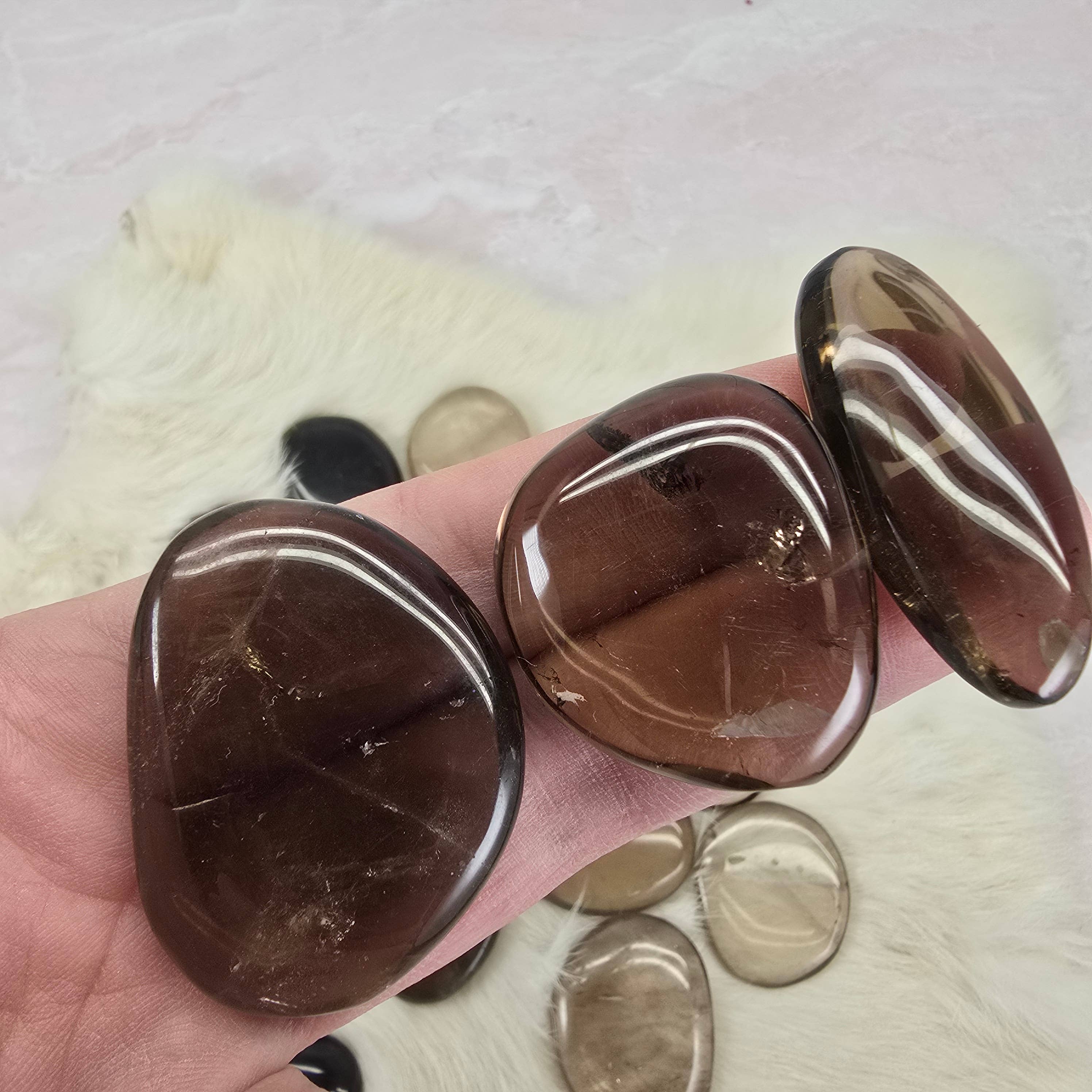 Aquamarine Daydream Wholesale - Wholesale Spiritual Stone/Crystal - .5 Kilo Smoky Quartz Flat Palm Stones ~ Bulk Crystals2