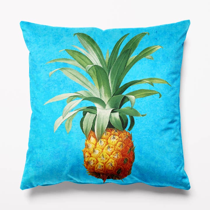 Pineapple Blue Velvet Pude for engroshandel hos Kitsch Republic