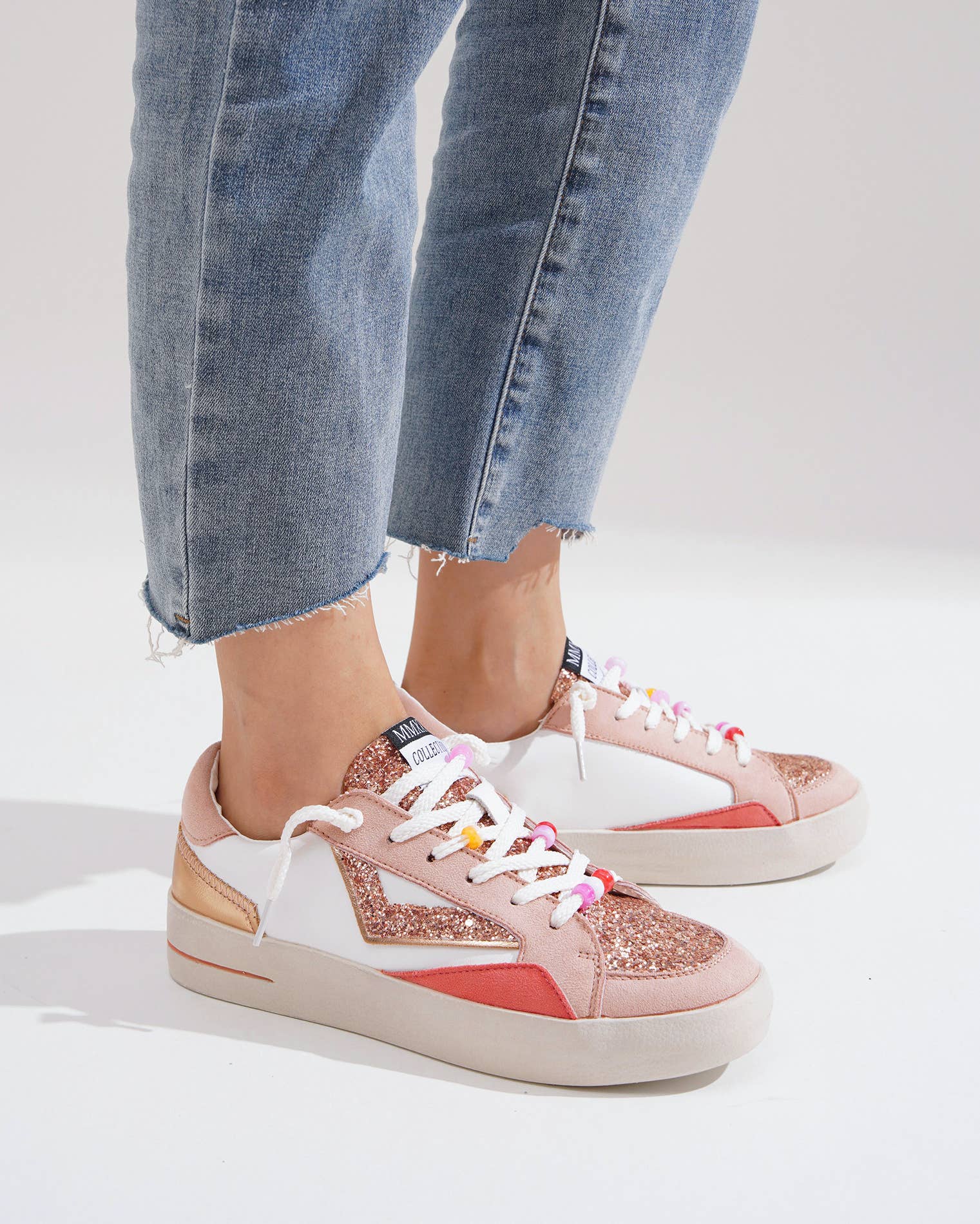 CEREZA - Vente Baskets tendance – femme - Baskets à semelle plateforme pour femmes avec détail pailleté15