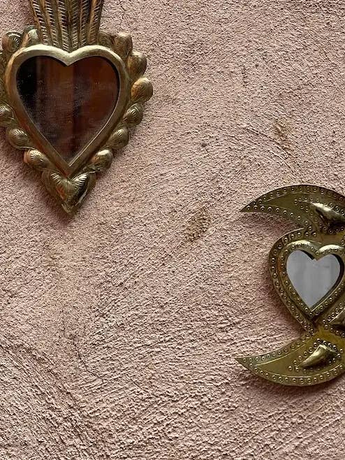 Espelho Clássico Coração 2 tamanho S, Latão, dourado, coração por atacado de NOMAD BY LIV