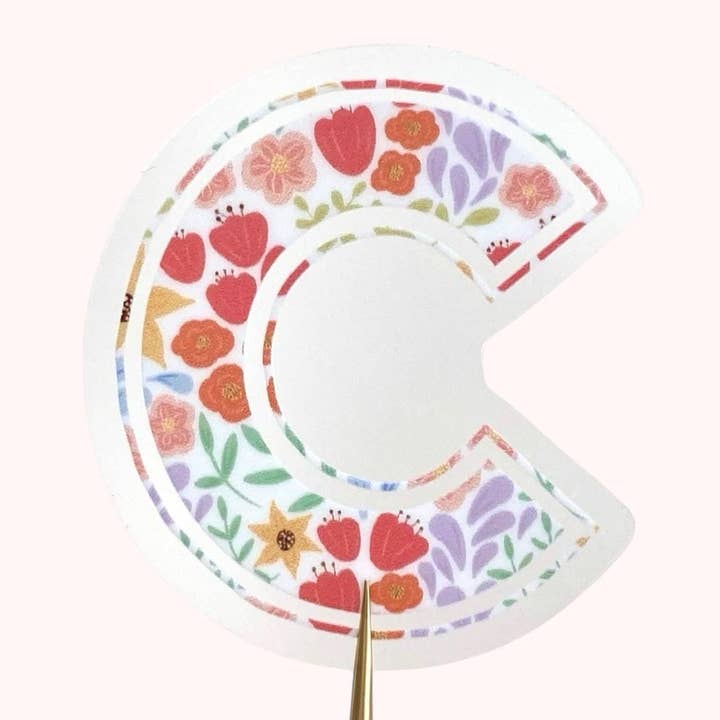 Letter “C” Initial Vinyl Sticker - Summer Blooms Floral for wholesale by Ditsy & Stitch