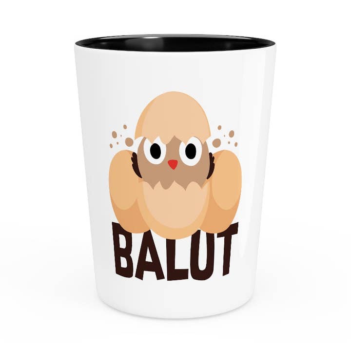Black Shot Glass Party Ceramic Tequila Funny Prideful Filipino Balut Illustration Women Men Pinoy Humorous Distinctive for wholesale on Faire0