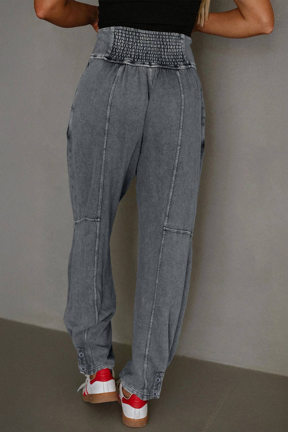 Suhkasana - Wholesale Lounge Sweatpants/Joggers - Women's - Mineral Wash High Waist Relaxed Fit Jogger Pants4
