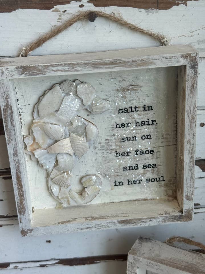 Seahorse Shadowbox shell Art , Coastal decor Sea in her soul for wholesale by UnfiniSHEd