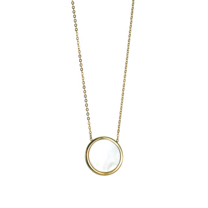 Collier pierre ronde Miroir – Fabriqué en France – Or 18K pour la vente par Lovelyday bijoux