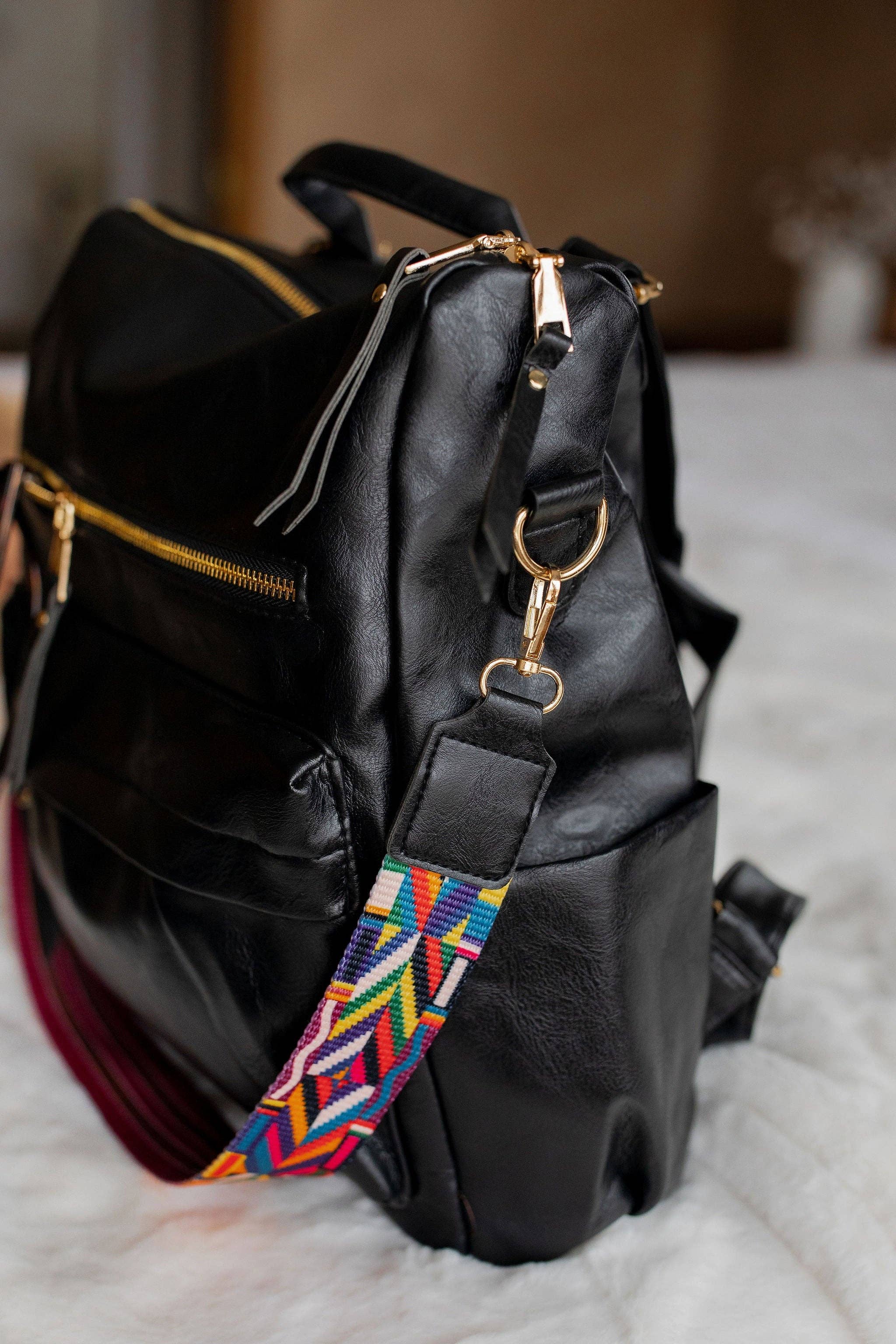 Chloe Convertible Backpack - Black - Black Boho Strap RTS for wholesale on Faire5
