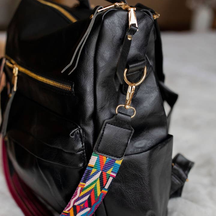 Chloe Convertible Backpack - Black - Black Boho Strap RTS for wholesale on Faire5