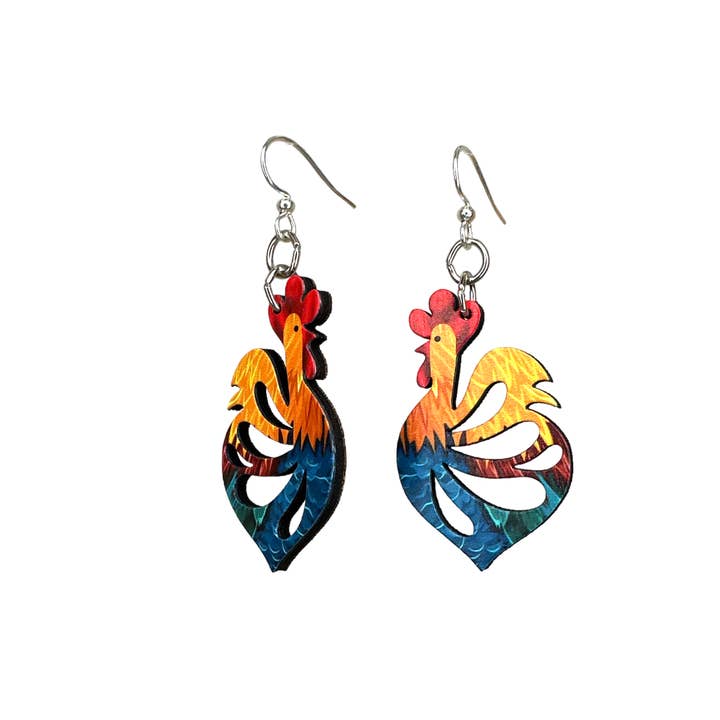 As pictured Cock-a-doodle-doo Earrings #1770 for wholesale on Faire
