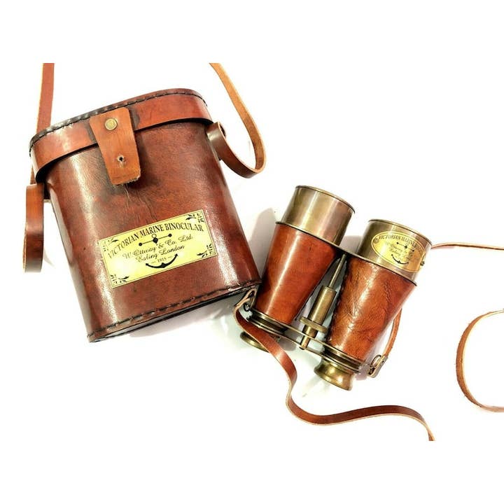 Antique Nautical Brass Binocular with Leather Cover for wholesale by Arts King