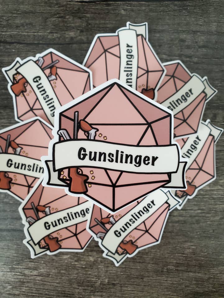 Gunslinger l Tabletop RPG Single Die Cut Sticker for wholesale by MaeFlower Sticker Co