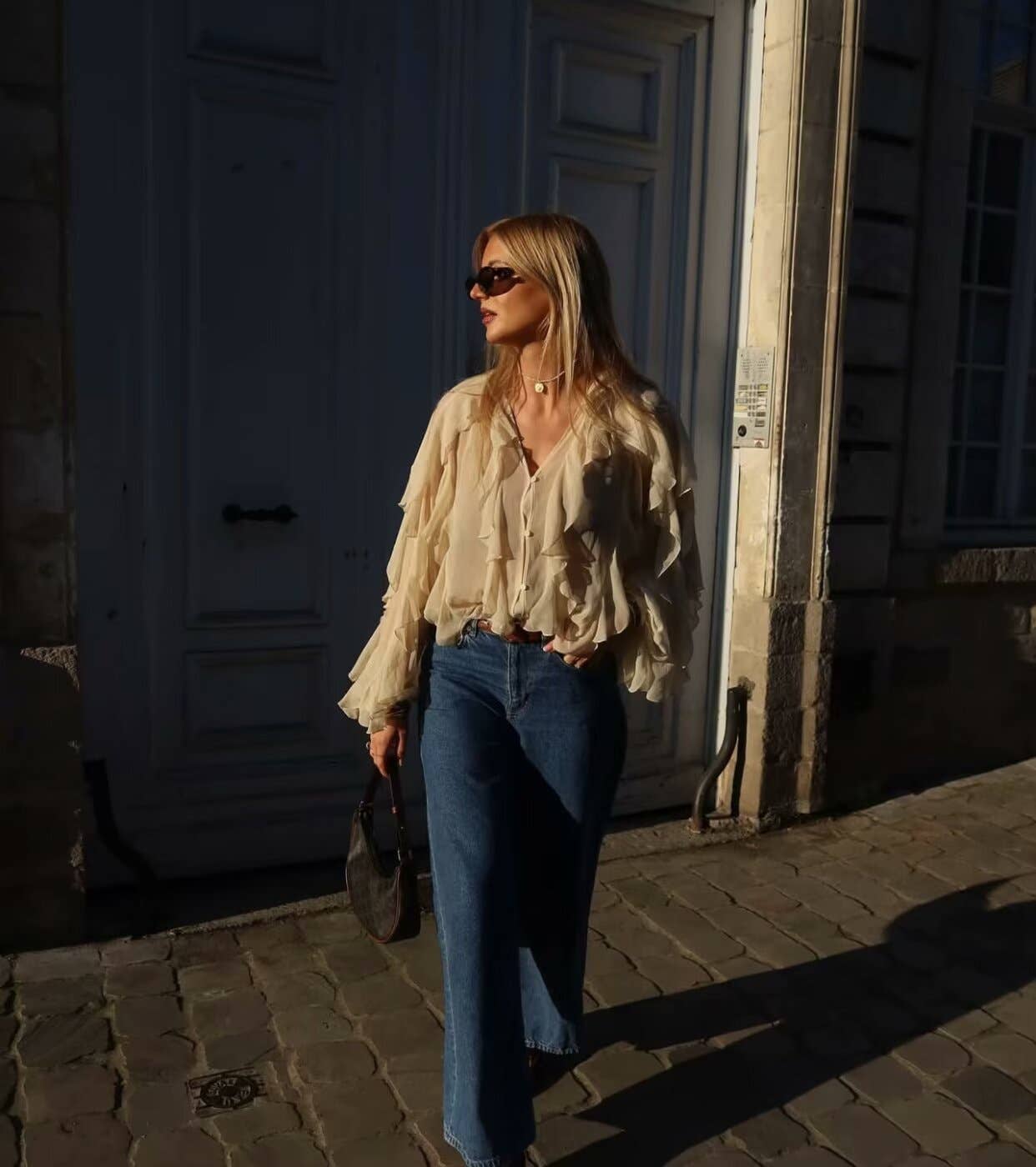 Marayn - Wholesale Blouse - Women's - Chic 2025 European Vneck Ruffled Layered Blouse B888272