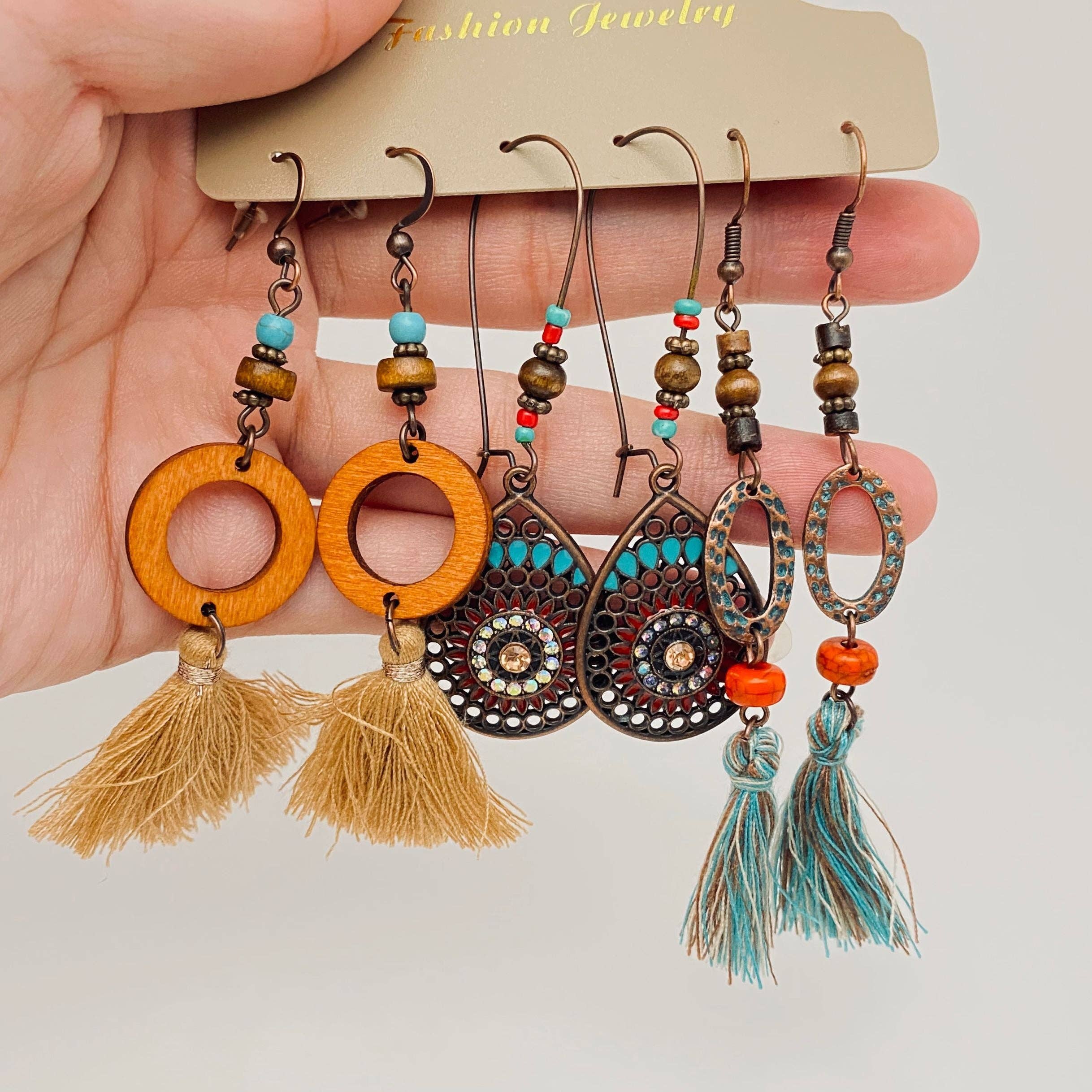 Mio Queena – wholesale Jewellery set – 3Pairs/set Boho Earrings in Different Styles - BJ9