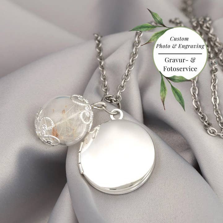 Personalised Dandelion Locket Necklace with FOTOSERV for wholesale by MadamLili