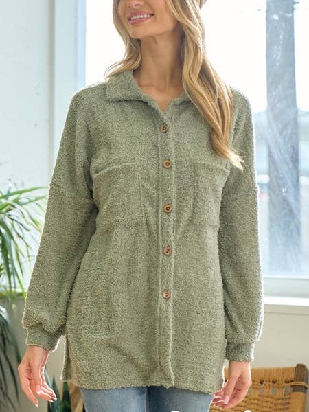lovely melody - Wholesale Shirt Jacket/Shacket - Women's - LMT3139PL-PLUS TEDDY BEAR SHARKET
