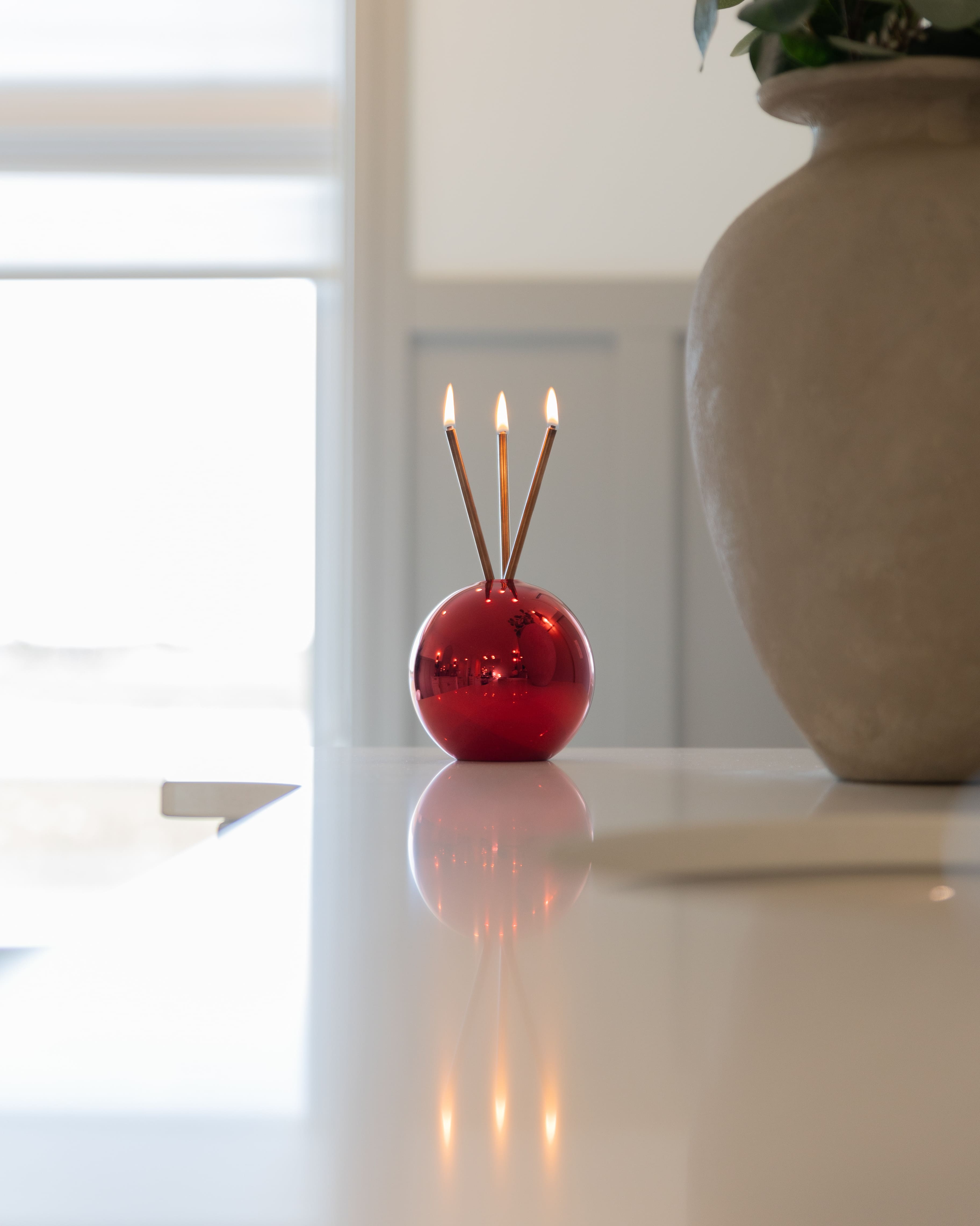 Everlasting Candle - Wholesale Candle Holder - Neva Vase, Red Metallic [Case of 6]6