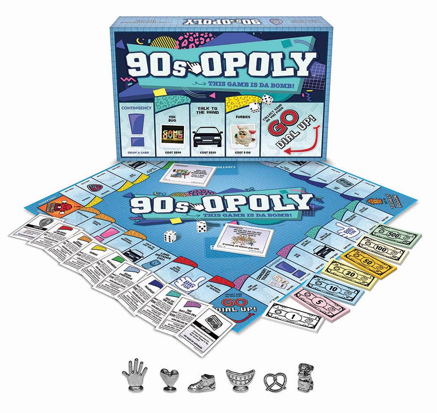 Outset Games and Cobble Hill Puzzles - Wholesale Board Game - 90s-Opoly Board Game, by Late for the Sky2